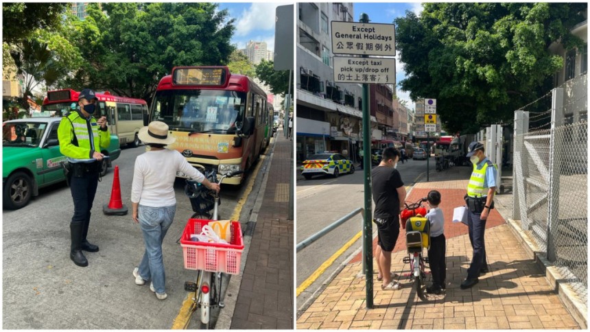 警一連兩日針對踩單車違例行動 共發203張傳票